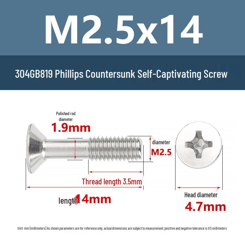 Yigu 304 Stainless Steel M3M4M5 Anti-Loosening Captive Countersunk Screw