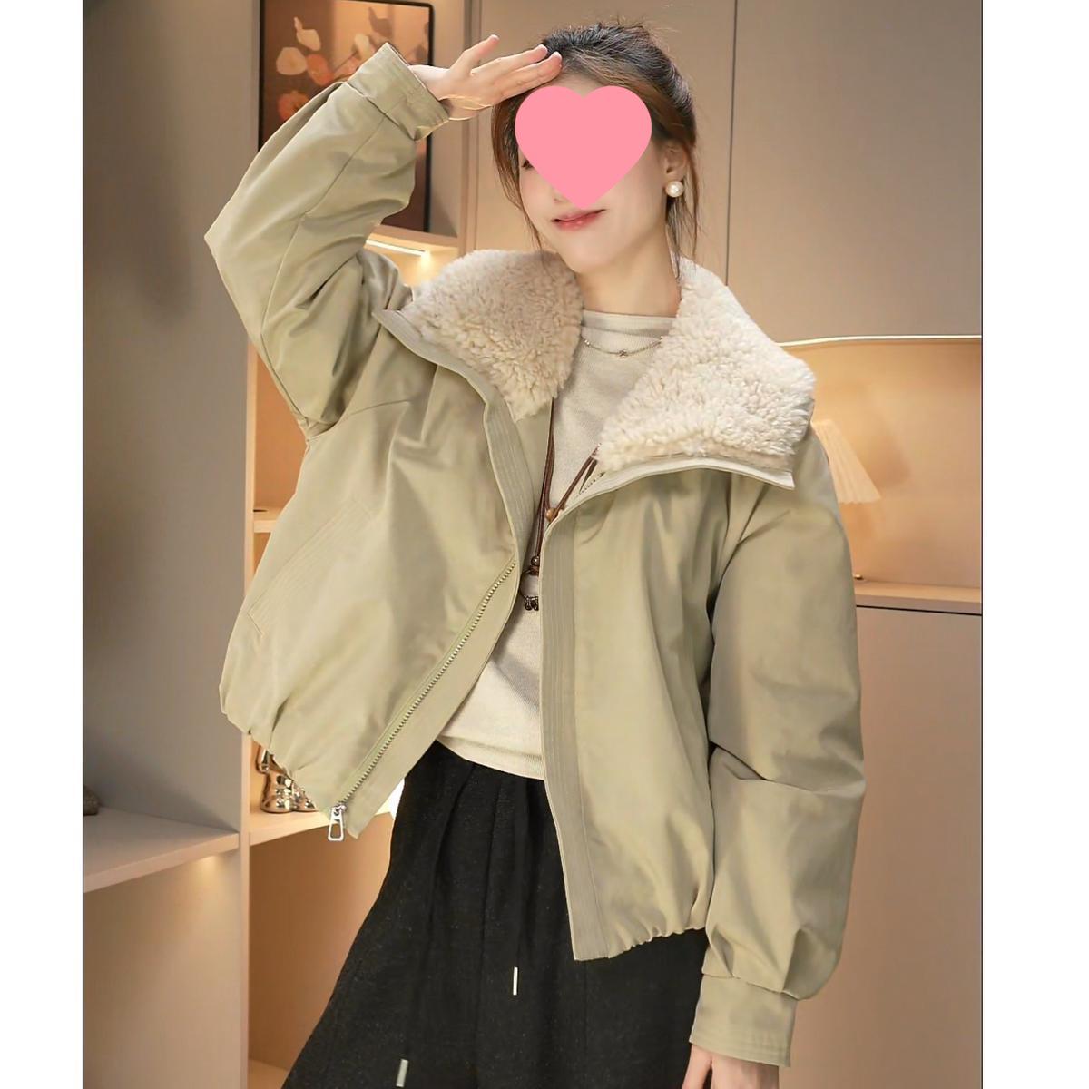 Women s European-Style Short Padded Thickened Wool Lapel Parka - Winter 2025. L
