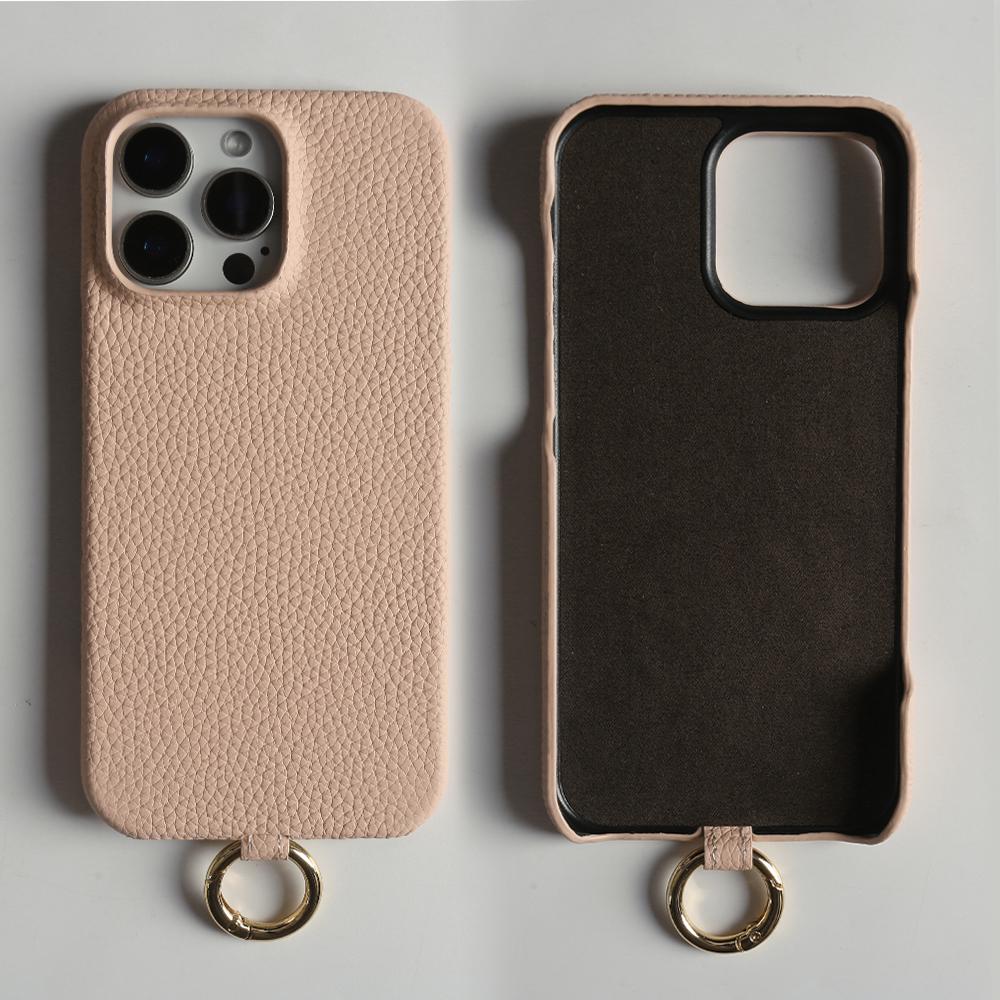 For iPhone 14 Pro Max Case With Lanyard Genuine Cow Leather PC Phone Back Cover