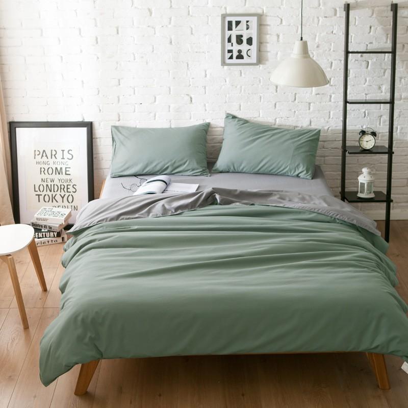 Soft Brushed Microfiber Bedding Set 4PCS Solid Color Minimalist Nordic Style Queen King Size