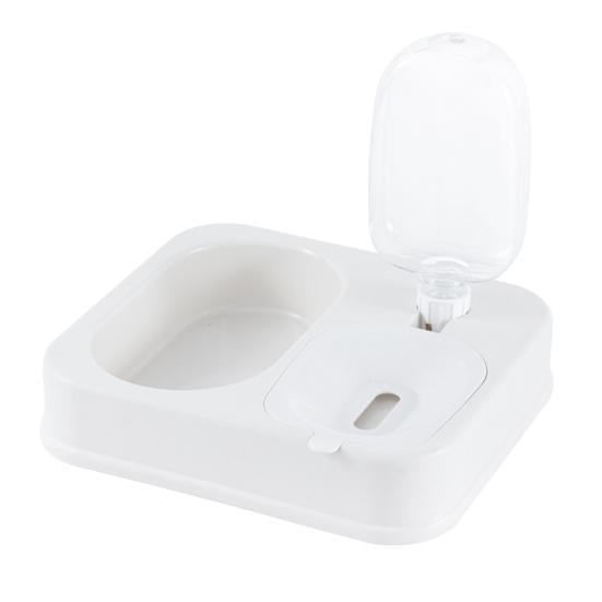 

Кормушка и поилка для домашних животных 2 в 1 Миска-кормушка для питомцев Автоматический диспенсер для воды с бутылкой 500 мл Съемная кормушка для домашних животных для кошек и собак белый