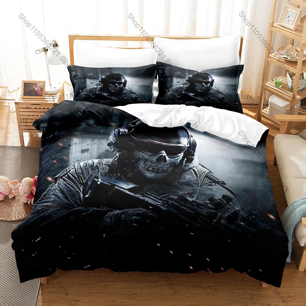 Call Of Duty Simon Ghost Riley Bed Set 3D Printed Duvet Cover Pillowcase Bedding Set For Boys Game Fans Home Textile