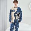 Spring and Autumn Men's New Pajamas Homewear Suit Teenage Sports Long-Sleeved Loose Leisure Large Size Pajamas Homewear Suit