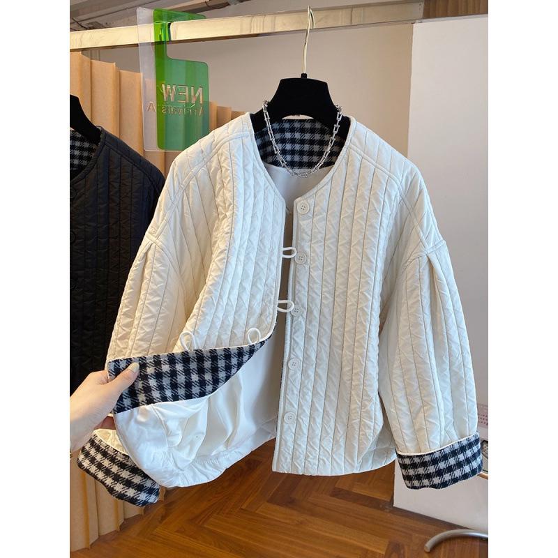 

Women s Quilted Cotton Jacket: Lightweight, Warm, Casual Patchwork, Solid Color, Short Winter Coat 2XL покинуть белый