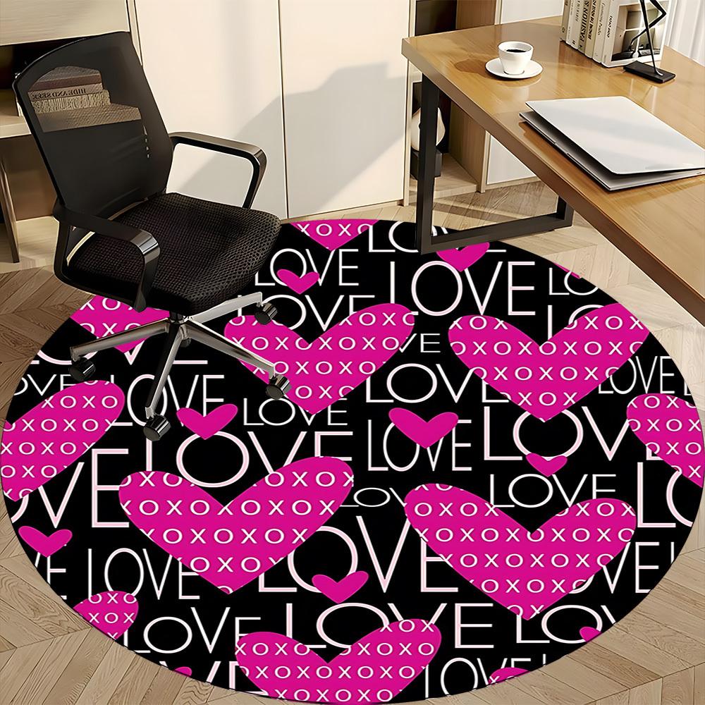 1pc Love Hearts Pattern Chair Carpet for Office, Non-slip, Soft and Durable Office Rug, Perfect for Office Yy251227155