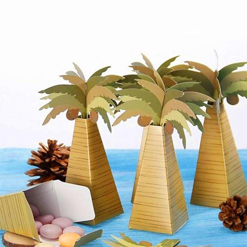 10Pcs Coconut Tree Carton Marriage Palm Tree Carton Party Paper Box Wedding Paper Carton Eco-Friendly Candy Wrapping Box