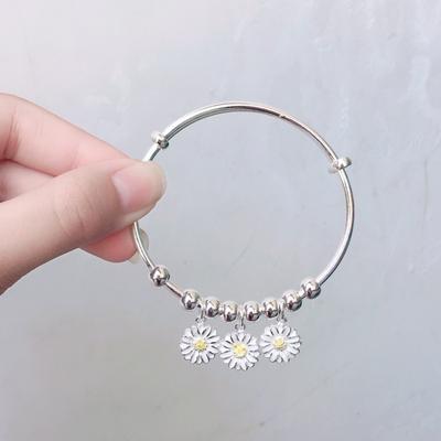 Zuyin 999 Little Daisy Beaded Bracelet, Pure Silver, Women's Trendy, Fresh and Simple, Gives Students Light Luxury Fashion Bracelet
