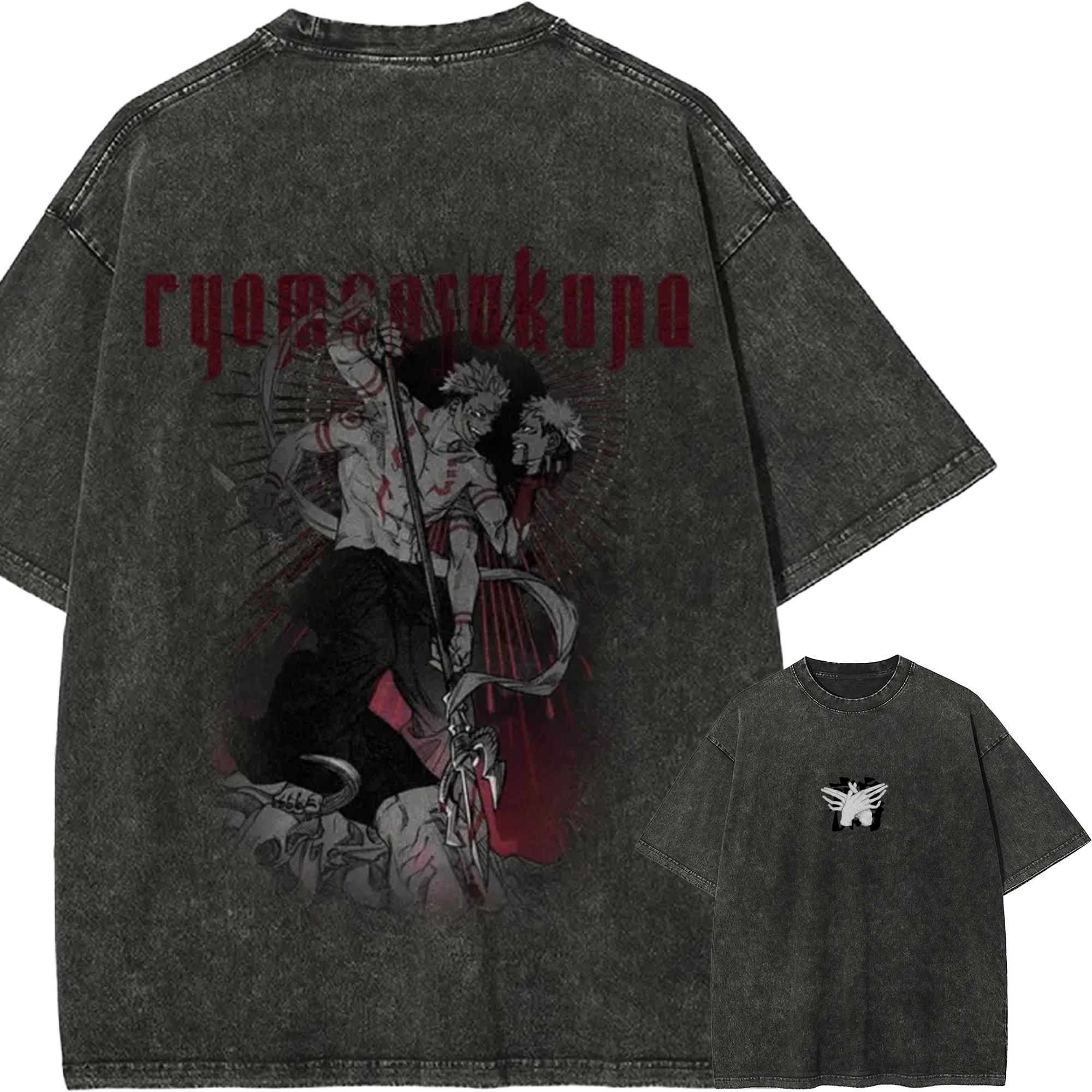 

Ryomen Sukuna Cursed King T-shirt Jujutsu Kaisen Tee Vintage Washed Oversized Retro Anime Harajuku Men Streetwear Graphic Clothe M