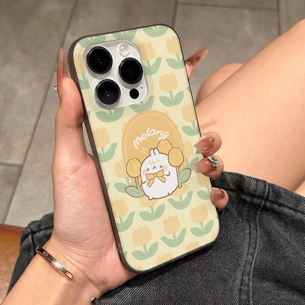 Kawaii Niedliches Kaninchen M-MolangS Anime Für IPhone 17 16 15 Plus Pro Max 12 14 Plus 11 13 Welle Geriffelt Streifen Funda Handyhülle