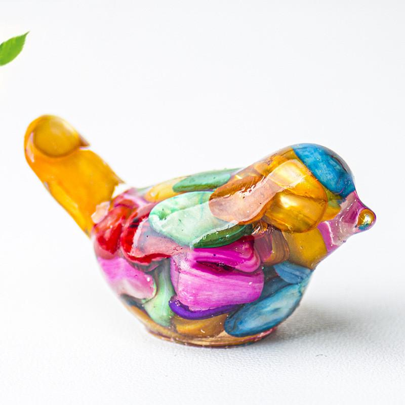 Resin Crystal Bird Figurine With Natural Waterstone For Home Office Decor Gift For Friends