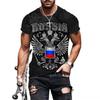 Summer Round Neck 3D Russian Flag Print Top Fashionable Casual Short Sleeved Men's T-shirts
