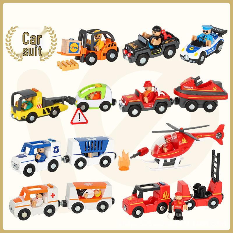 Magnetic Toy Train Set: Ambulance & Police Cars for Kids - Compatible with All Wooden Tracks