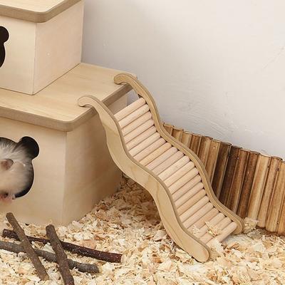 Jeu d'escaliers animaux multifonctionnel Pont-rampe en bois Échelle d'escalade durable pour hamster Petits animaux