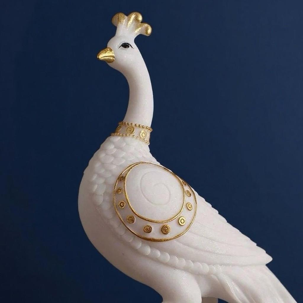 Europe Blanc Luxe Sculpture Paon Résine Ornements Maison Salon Hall Figurines Artisanat Hôtel Bureau Bureau Statue Décoration