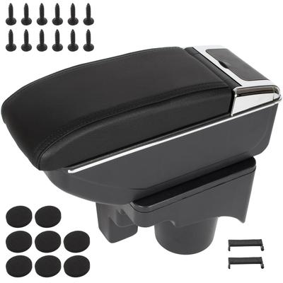 VW Jetta V 05-10 Armrest with Storage Compartment BLACK ECO LEATHER + Installation Kit