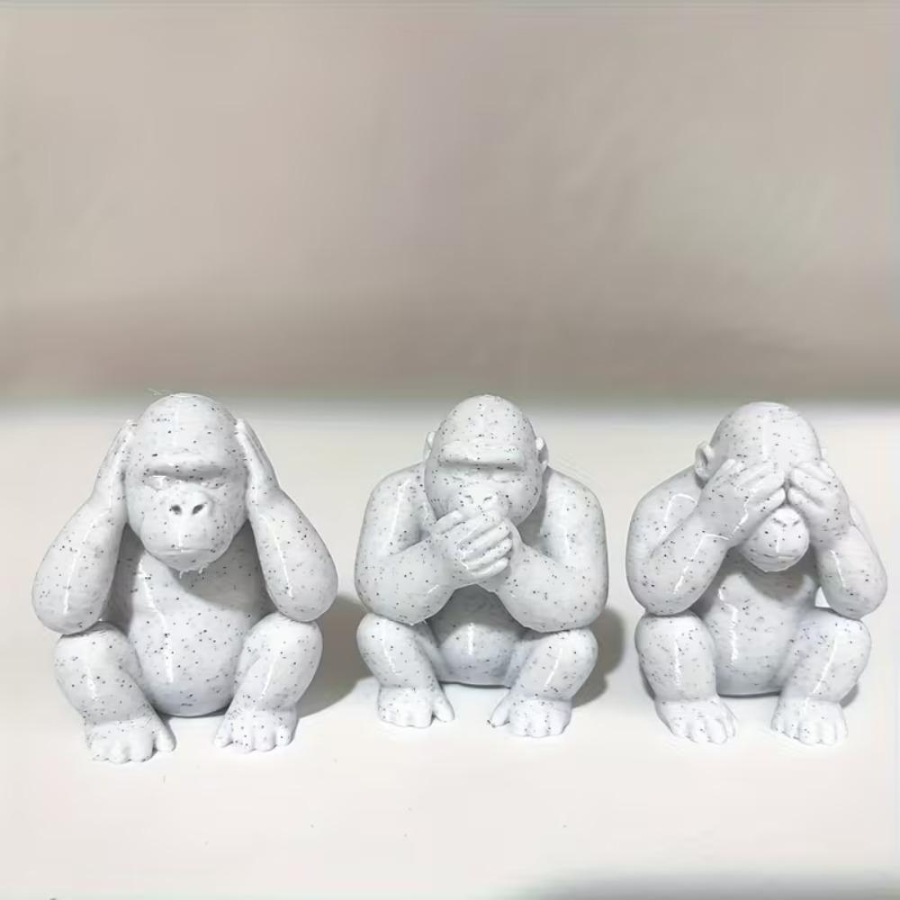 

3-piece Set of Three Monkey Statue Ornaments, Half Squat Three No Wait No Look, No Listen, No Say, Monkey Decoration Ornaments