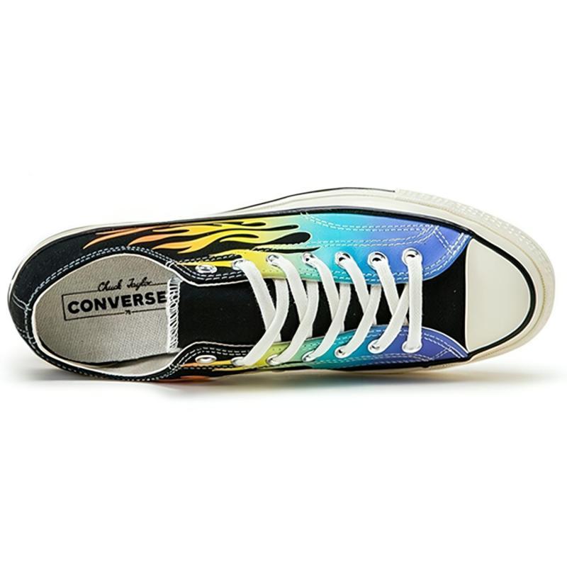 Converse 1970s Chuck Taylor All Star Round-toe Lace-up Low-Top Canvas Shoes Unisex Flame Black