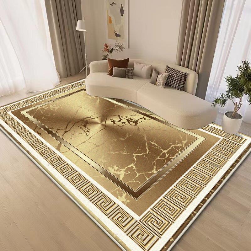 Luxury Big Size Carpet Living Room Gold Senior Coffee Tables Mats Non-slip Bedroom Decoration Rug Soft Sofa Table Mat Washable