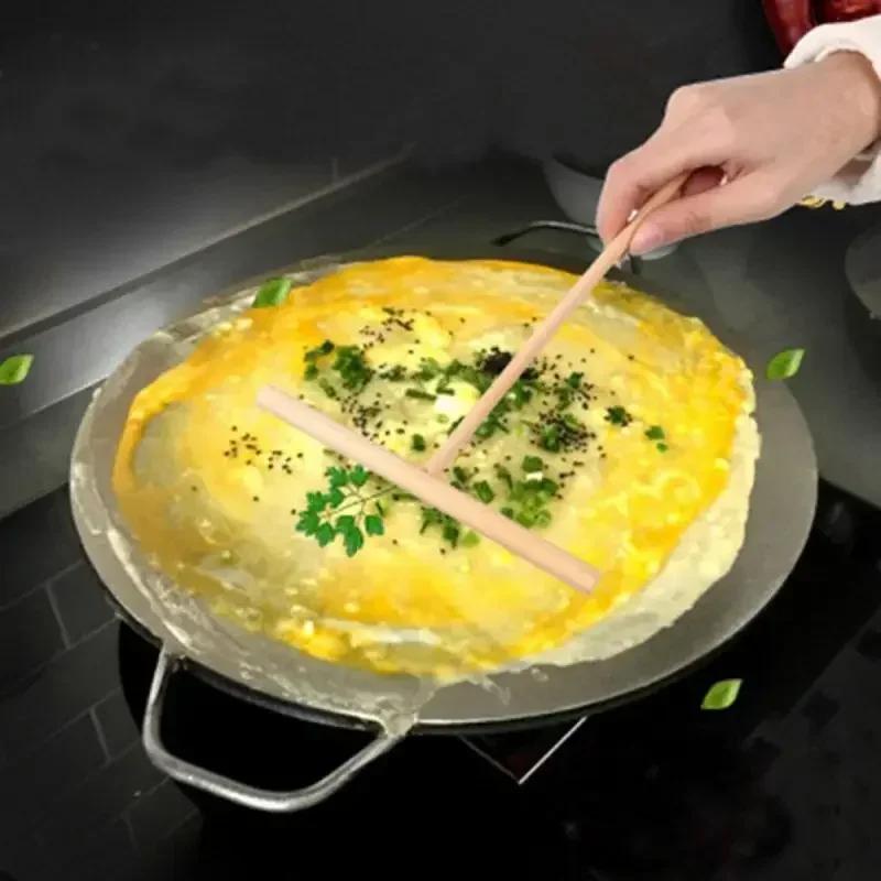 Chinese Specialty Crepe Maker Pancake Batter Wooden Stick  Smooth Pancake Maker Egg Cooker Pan Flip Nonstick Baking Home Decor