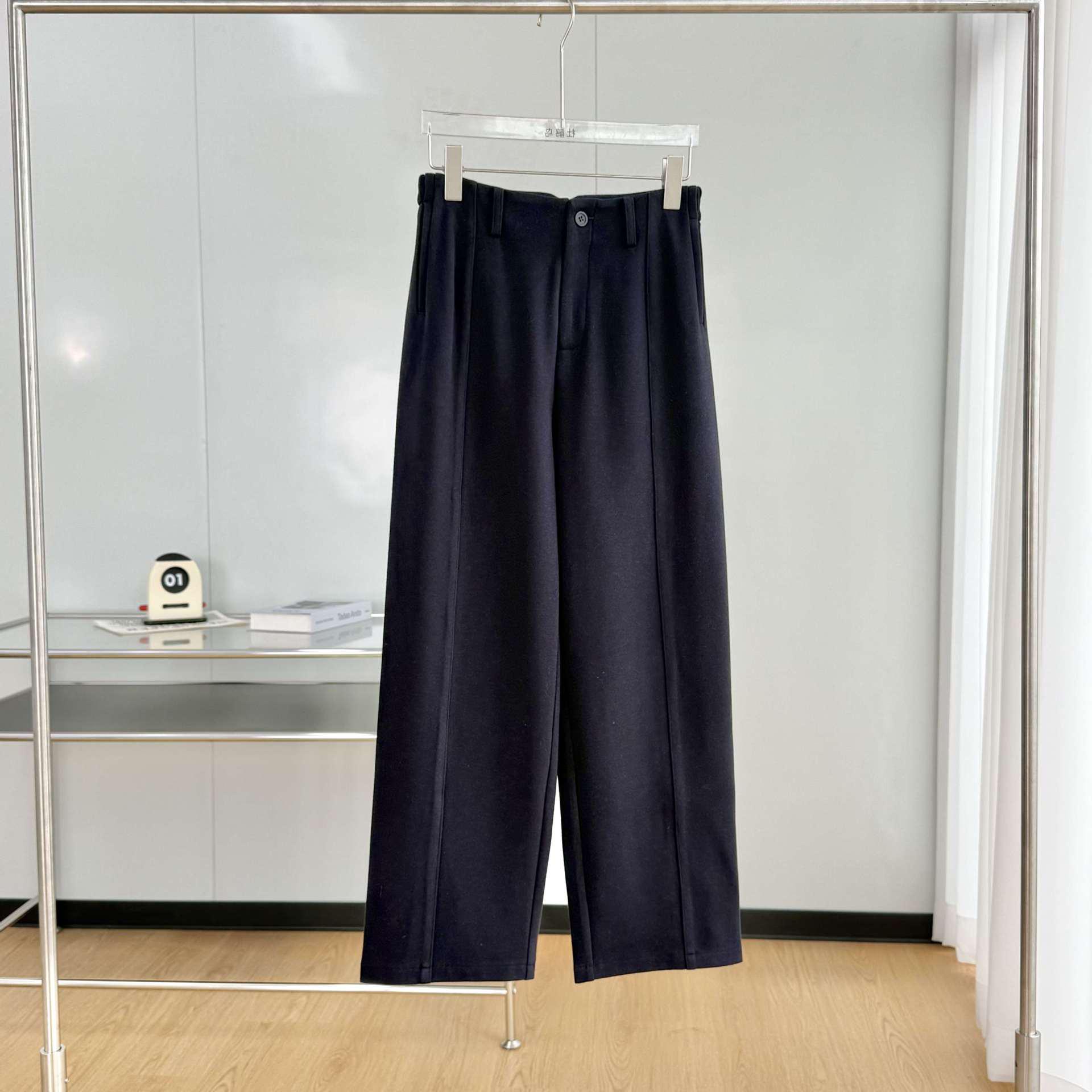 

Cozy Wool Mid/High Waist Women s Pants 2025: Narrow-to-Wide Leg, Small V Waist, Nine-Tenths Length 27/M