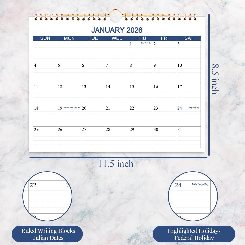 Calendar 2026 2027 - Wall Calendar Runs Jan 2026 to Jun 2027-18 Months Calendar Planner with Thick Paper for Planning and Organizing for Home or