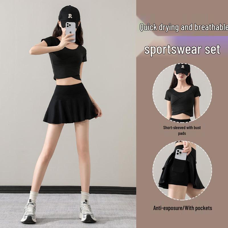 2025 Women's Petite Summer Sportswear Set: Tennis, Badminton, Yoga Fashion with Skirt