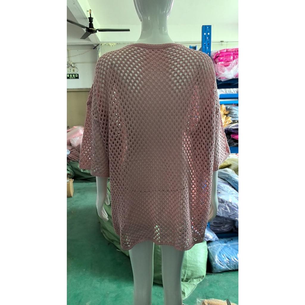 Women's Sweater Loose Hollow Knit Star Cardigan Round Neck Sun Shirt Summer Swimsuit Cover Up