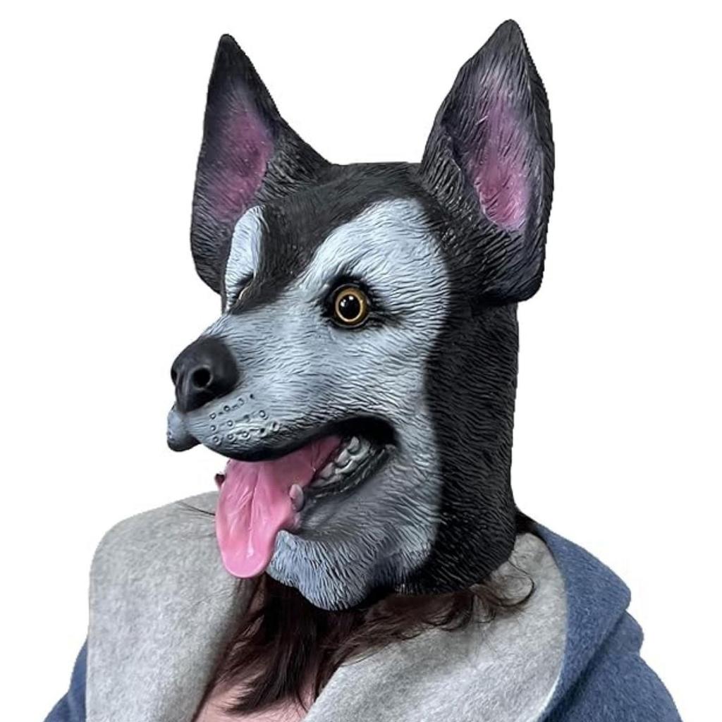 Husky latex mask Police dog animal costume for Halloween cosplay Horror Funny Headgear German Shepherd