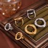 316L Stainless Steel Gold Plated Big Ring for Women Oval Hollow Personality Ring Female Luxury Waterproof Zircon