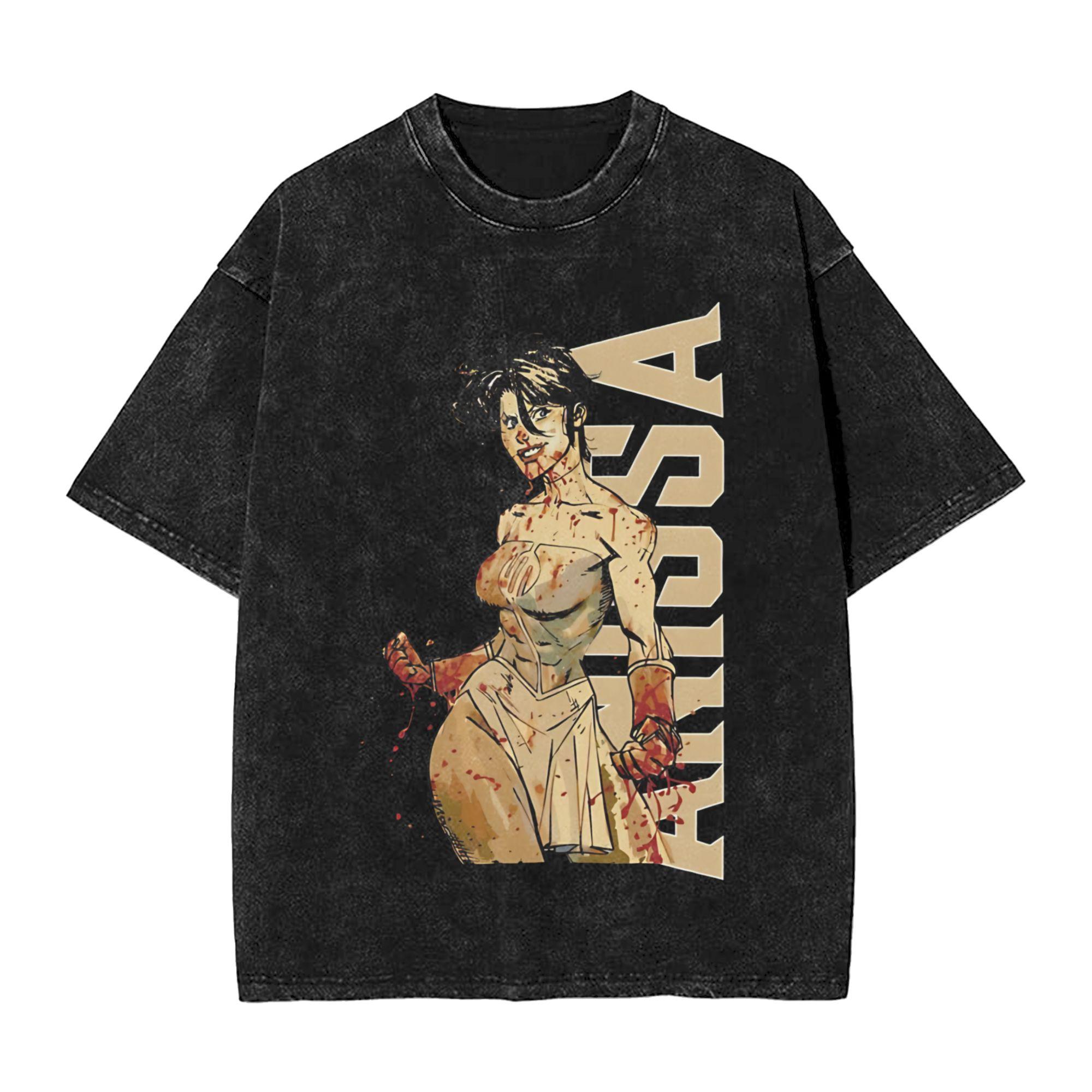 Anissa- Invincible Character T-Shirts for Men Round Collar Pure Cotton Washed T Shirt  Short Sleeve Tee Shirt Summer Clothes S