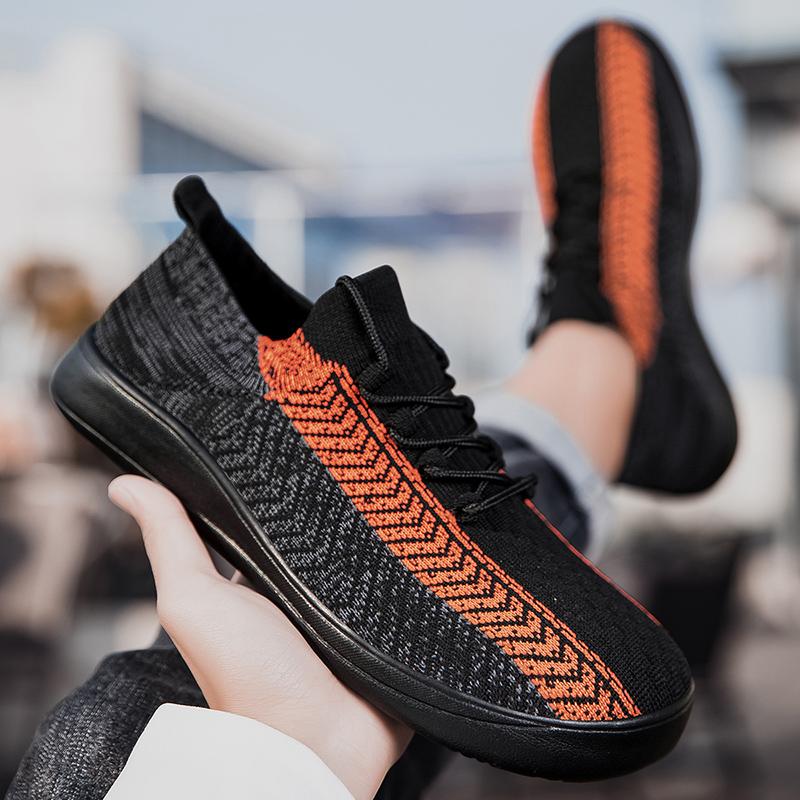 Men’s White Sports Shoes Running Sneakers Students Plus Size Breathable Black Wide Head Socks Shoes