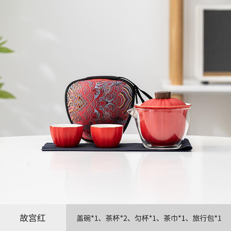 

Chinese Tea Set 1 Pot 2 Tea Cups Set Pitcher Cover Bowl Ceramic Travel Outdoor Portable Supplies Cup Porcelain Tool Maker Pair
