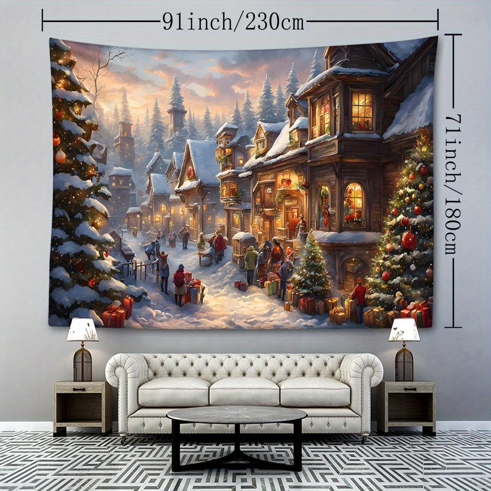 Christmas Tree Holiday Festive Atmosphere Woven Wall Tapestry - 100% Polyester Brushed Fabric, 90gsm Square Weight, No Power Required, Animal Theme Gr