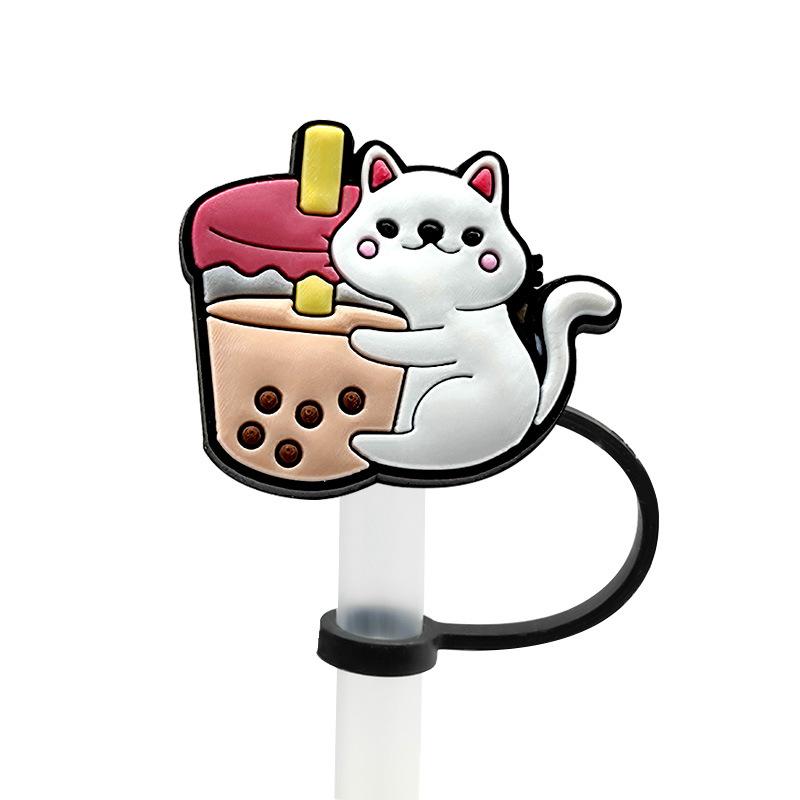 

8mm/0.32in Straw Cover Cap Silicone Cute Animals Milk Tea Straw Protector Cover Straw Tip Topper for Stanley 30&40oz Tumbler