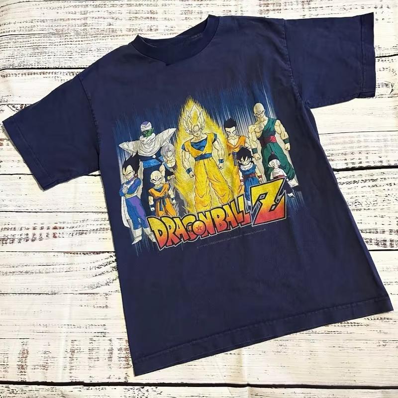 

Dragon Ball Z 2026 New Hot Summer Full Character Group Vintage Wash Print Oversized Retro High Quality Tee for Men Women Kid S
