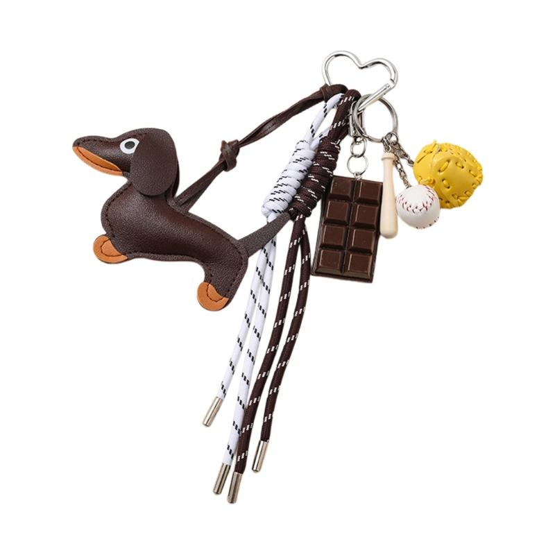 Vintage Teckel Sleutelhanger Unieke Stijlen Stevige PU Materialen Elegante Charm voor Tas en Sleutels Decoratie Dagelijks Gebruik