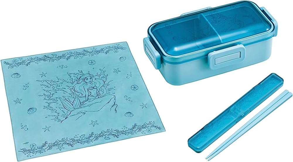 

Skater Ariel Turquoise Antibacterial Dishwasher Safe Soft Lunch Box with 530ml Lunch Case Lunch Princess Soft and Tight Lock Lunch Set 4-Point Lock, синий