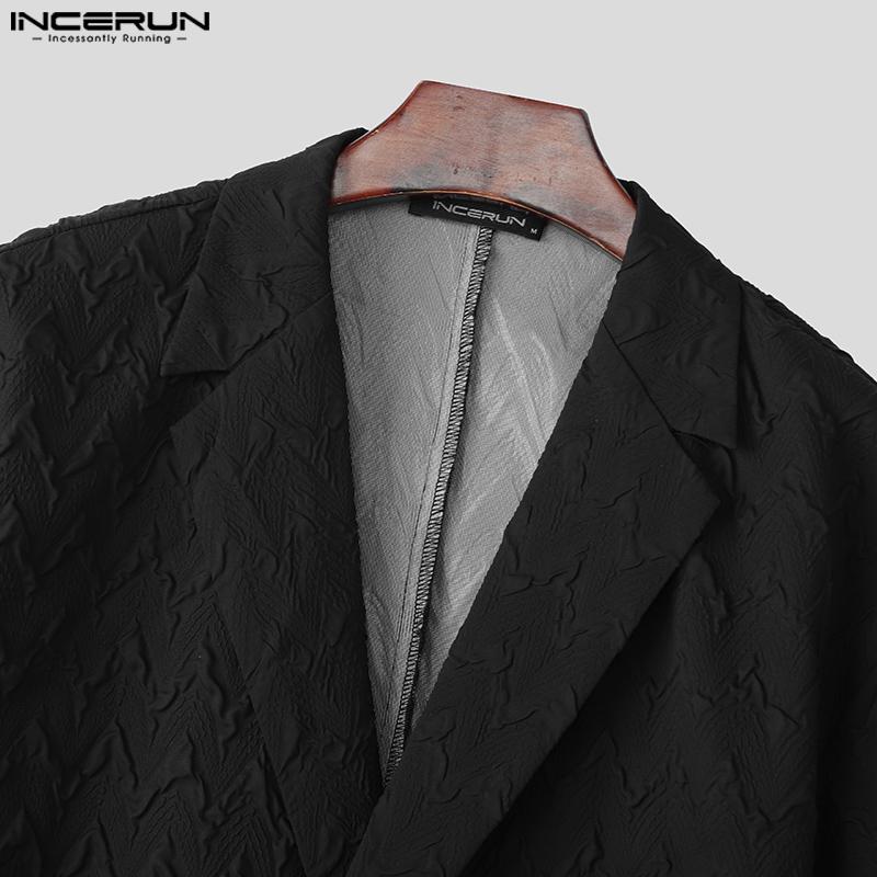 INCERUN Cămăși Casual de Vară pentru Bărbați Oversized cu Guler Turn-down, Mânecă Scurtă, Textură cu Nasturi