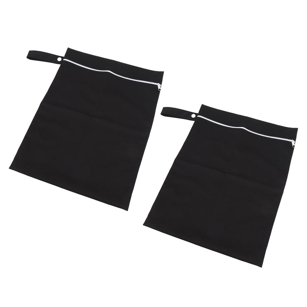 2pcs Black Wet Bag TPU Fabric Zipper Design Water Proof Storage Bag for Outdoor Wet Clothing