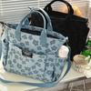 3D Floral Design Tote Bag, Thickened Zipper, Multifunctial Canvas Bag, Student Computer Handbag Shoulder Crossbody School Bag,