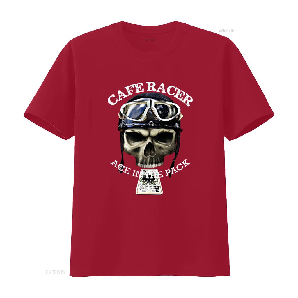 Cafe Racer Ace in de Pack Vintage Retro Biker Schedel T-shirt voor Mannen vintage Gewassen mode Veelzijdig homme Stijlvol Rekbaar