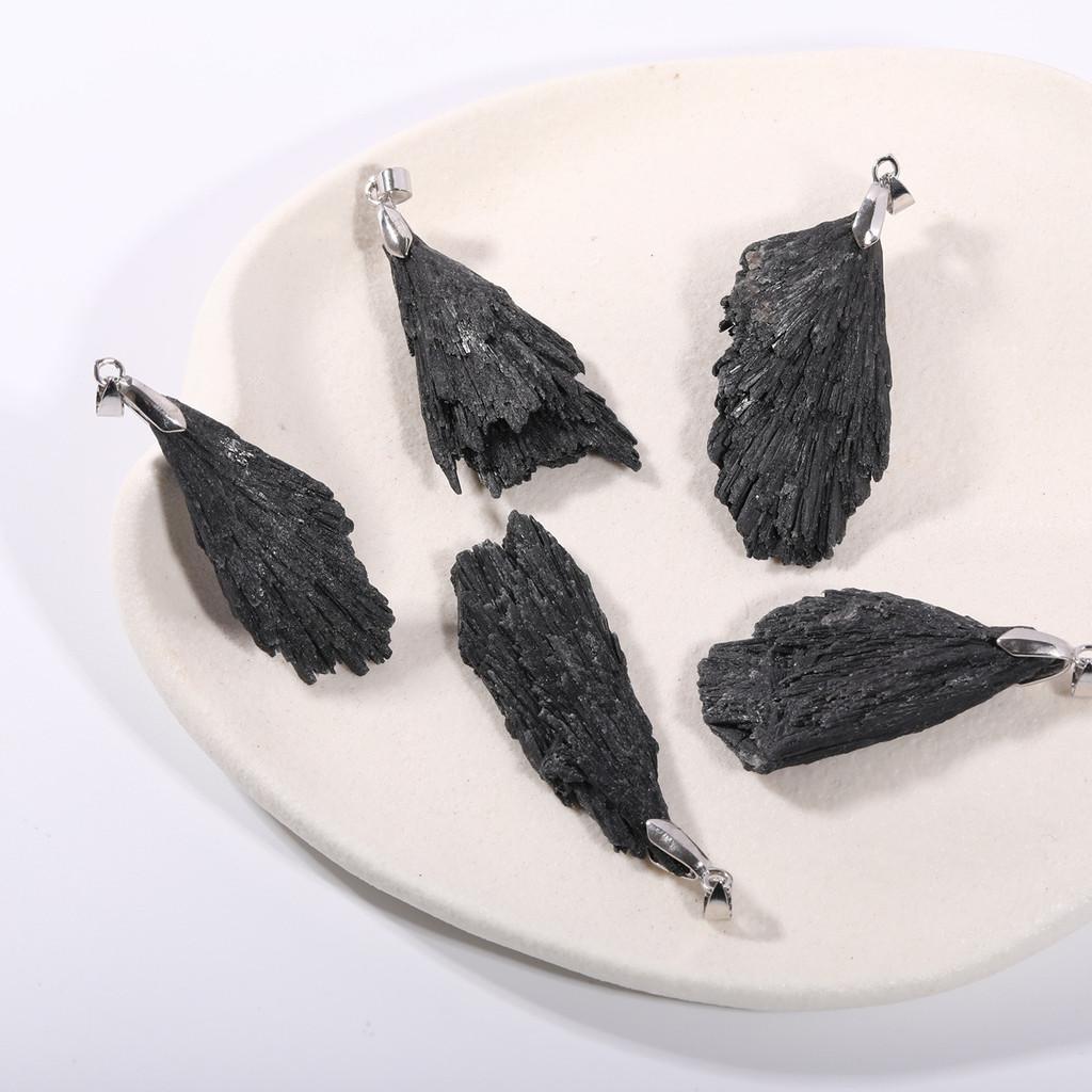 Natuursteen Zwarte Toermalijn Hanger Kristal Onregelmatige Ketting Voor Boho Stijl Sieraden