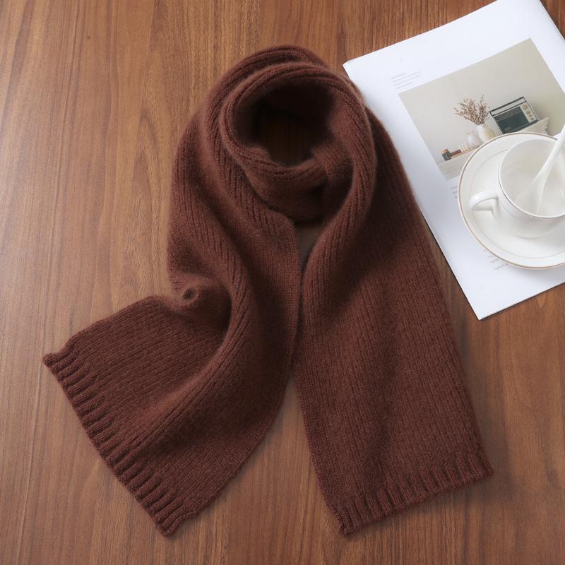 Thickened Vertical Stripe Knitted Pure Wool Scarf for Men & Women – Versatile Warm Autumn/Winter Neck Warmer