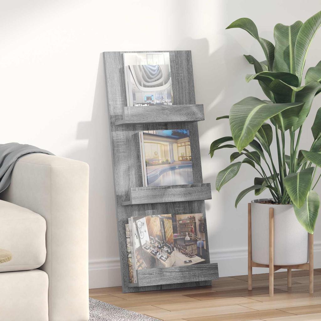 Magazine Shelf Grey Sonoma 43 X 11 X 102 Cm Particleboard