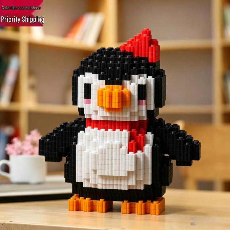 Red Penguin Building Blocks: Educational Toy for Cross-Border Animal Series Puzzles