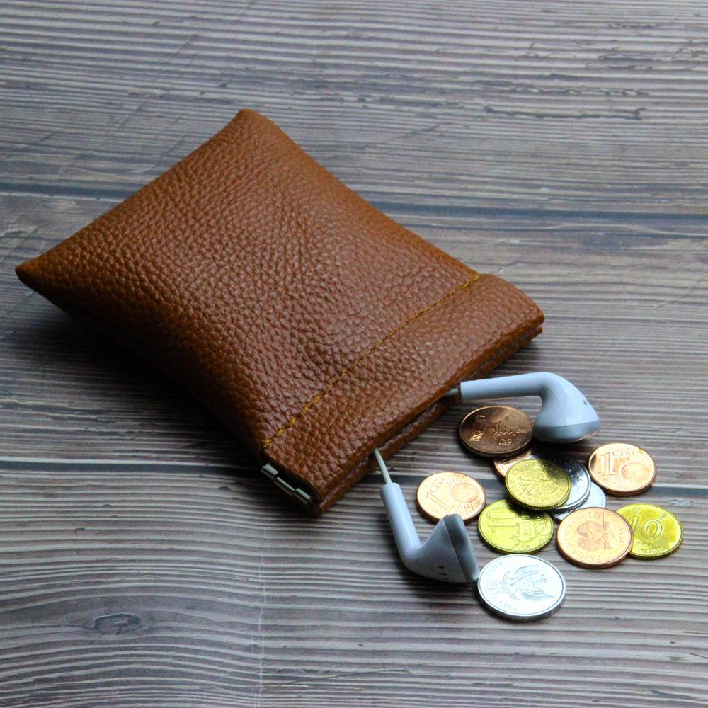 

1PCS Classic Leather Squeeze Coin Purse, Squeeze Coin Pouch change Holder коричневий