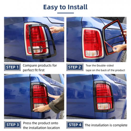 High Gloss Black Tail Light Lamp Cover Overlay Trim For 2010-2018 Ram 1500