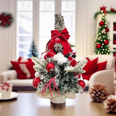 Mini 30cm Beflockter Rosa Tischweihnachtsbaum Dekorationsset