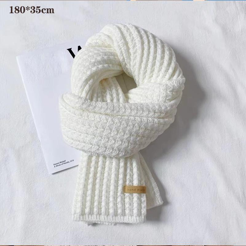 Women's Black White Knitted Scarf Solid Color Casual Formal Mourning Scarf