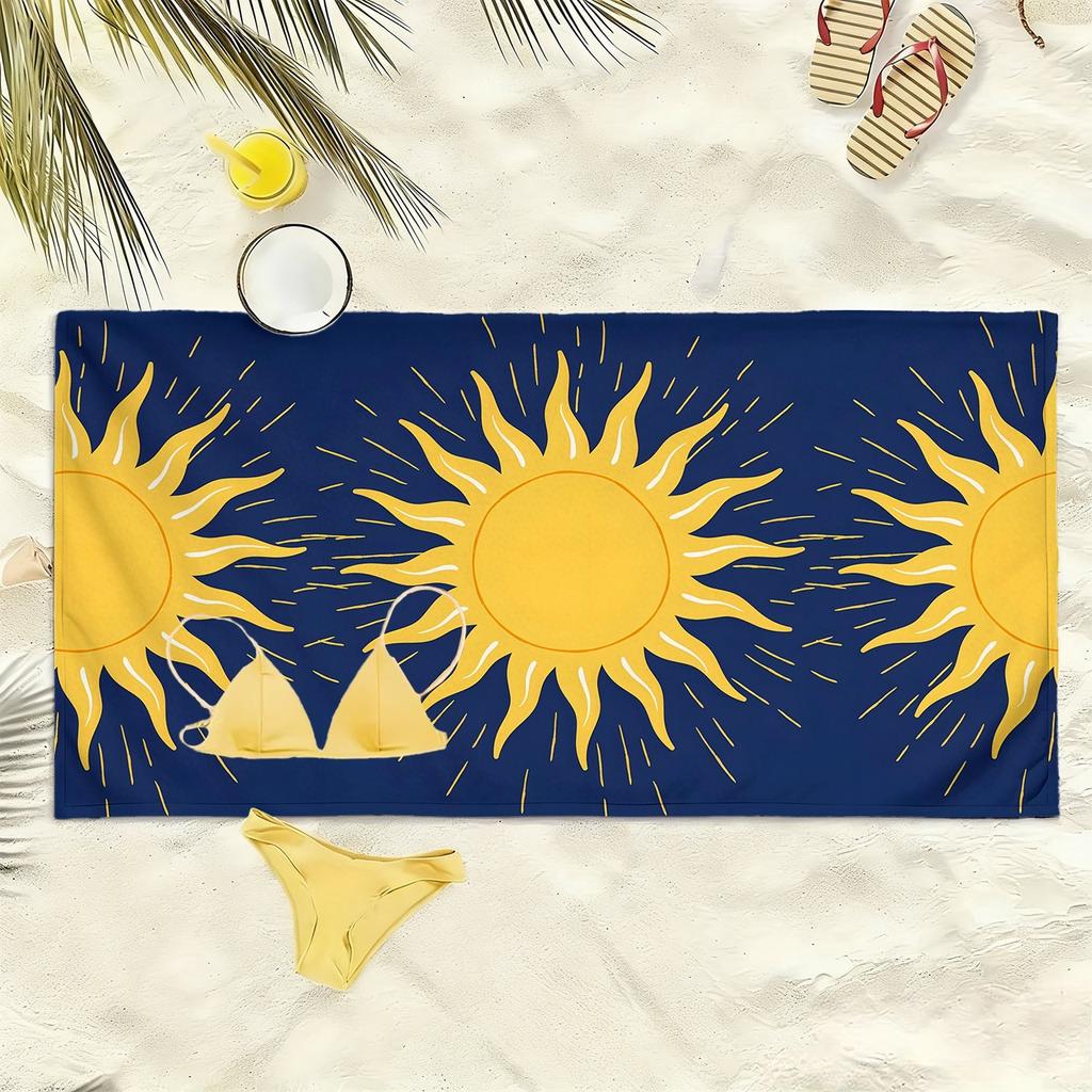 Retro Bohemian Sonne Totem Muster Polyester Mikrofaser Strandtuch ist sehr saugfähig, geeignet für Schwimmen und Strandausflüge
